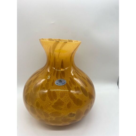 Maestri Vetrai 10” Hand blown Art Glass Vase, made Amber Brown - Picture 2 of 10